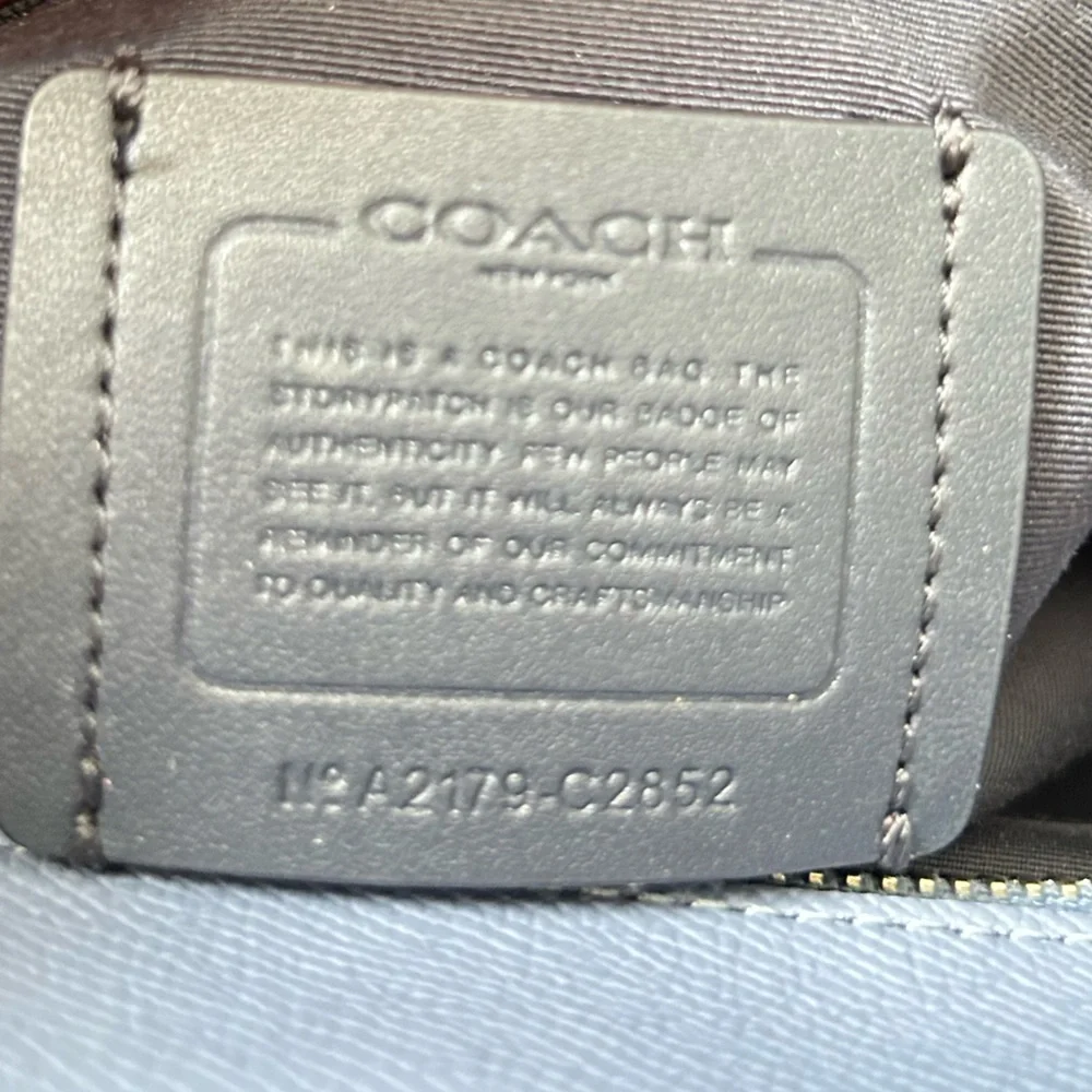 Slate Blue Coach Bag with Gold Accents - Picture 4 of 10